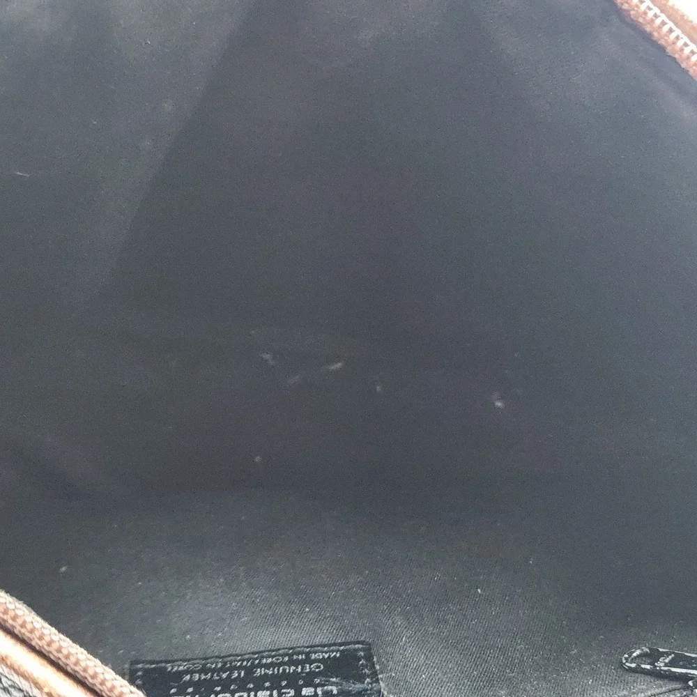 Vintage Liz Claiborne Leather Satchel Black Brown Bag Made in Korea‎ 12 Inch